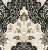 A-Street Prints Auden Black Floral Grandeur unpasted non woven wallpaper roll, 20.5 in x 33 ft, straight match