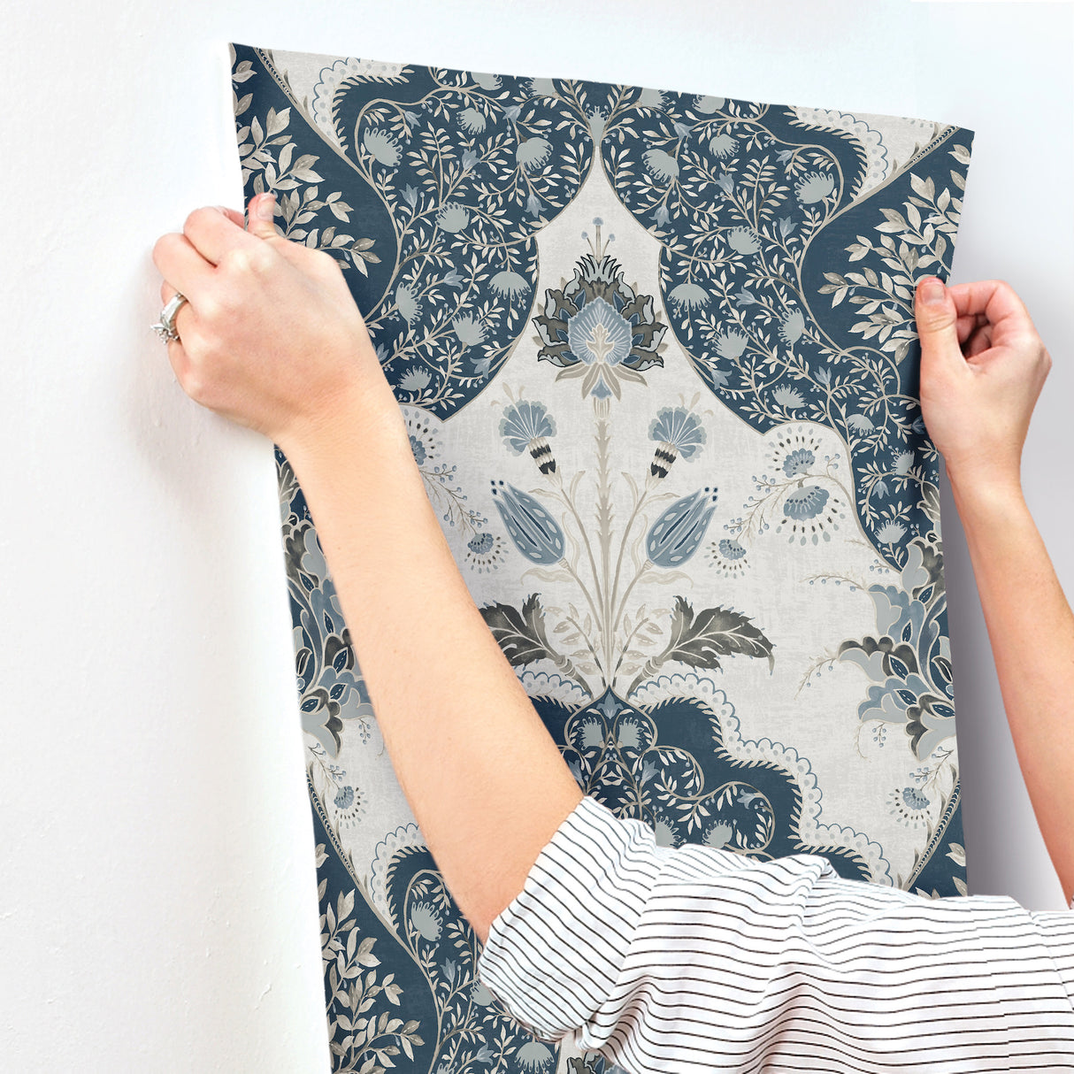 Auden Dark Blue by A-Street Prints Floral Grandeur Wallpaper – A-Street Prints 4147-27392
