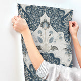 Auden Dark Blue by A-Street Prints Floral Grandeur Wallpaper – A-Street Prints 4147-27392