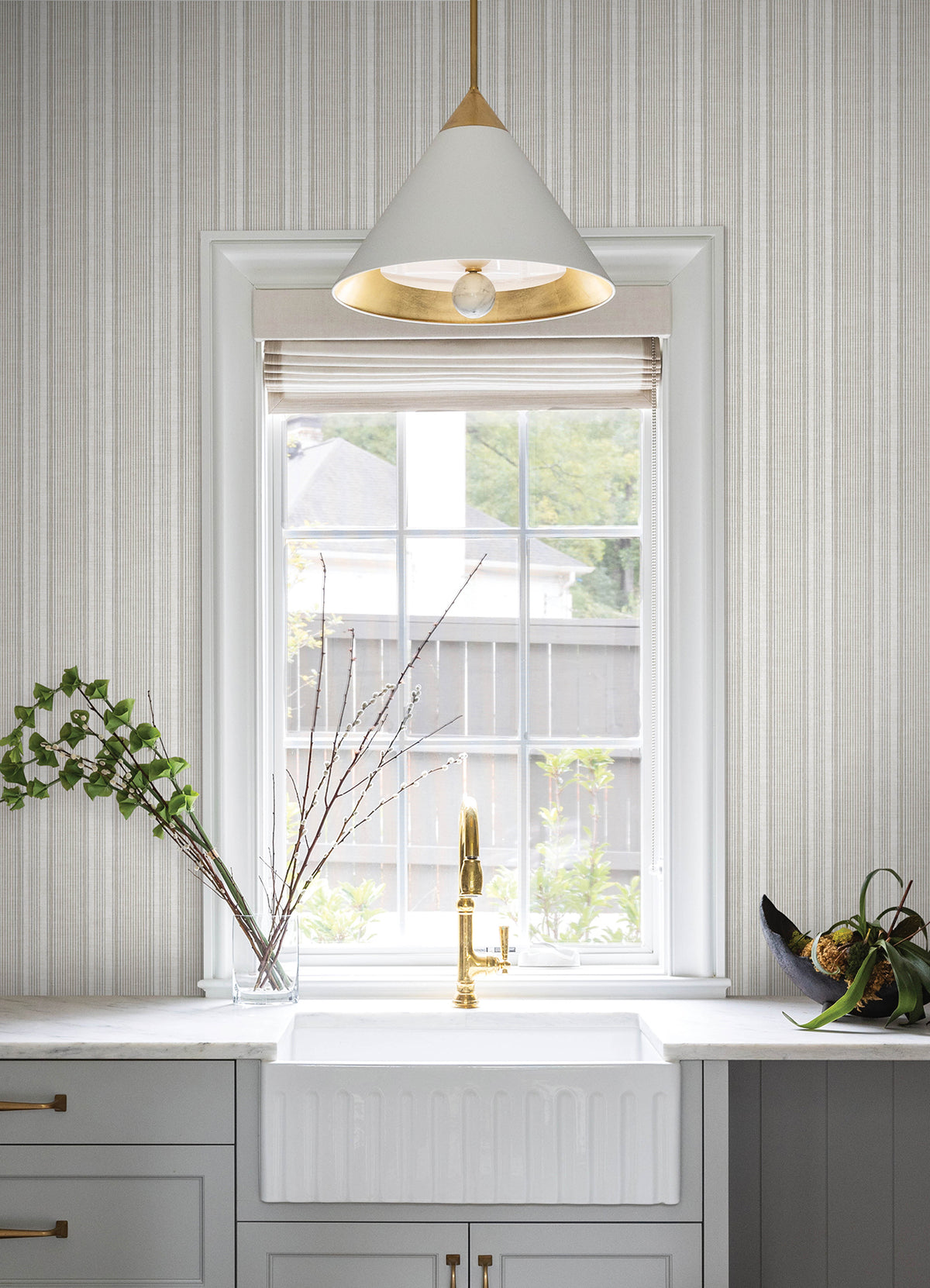 Ayanna Taupe and Grey on Cream by A-Street Prints Striped Non Woven Wallpaper - A-Street Prints 4147-27394-Sample