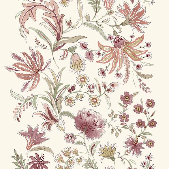 Teonna Raspberry Floral Stripe Wallpaper by A-Street Prints