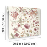 Teonna Raspberry by A-Street Prints Floral Stripe Wallpaper – A-Street Prints 4147-27397