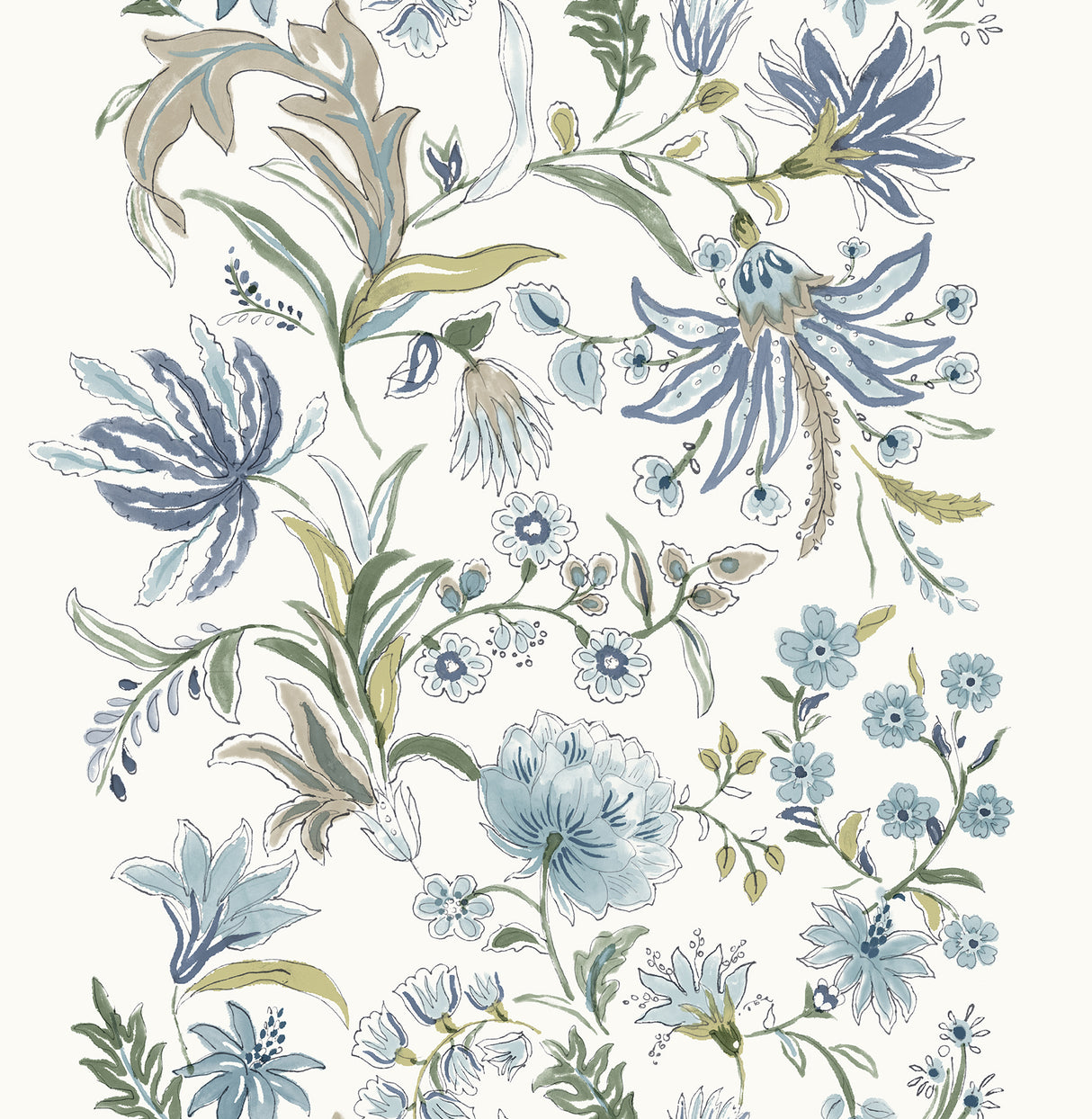 Teonna Blue Floral Stripe Wallpaper by A-Street Prints roll and pattern