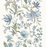 Teonna Blue Floral Stripe Wallpaper by A-Street Prints roll and pattern