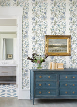Teonna Blue by A-Street Prints Floral Stripe Wallpaper – A-Street Prints 4147-27398