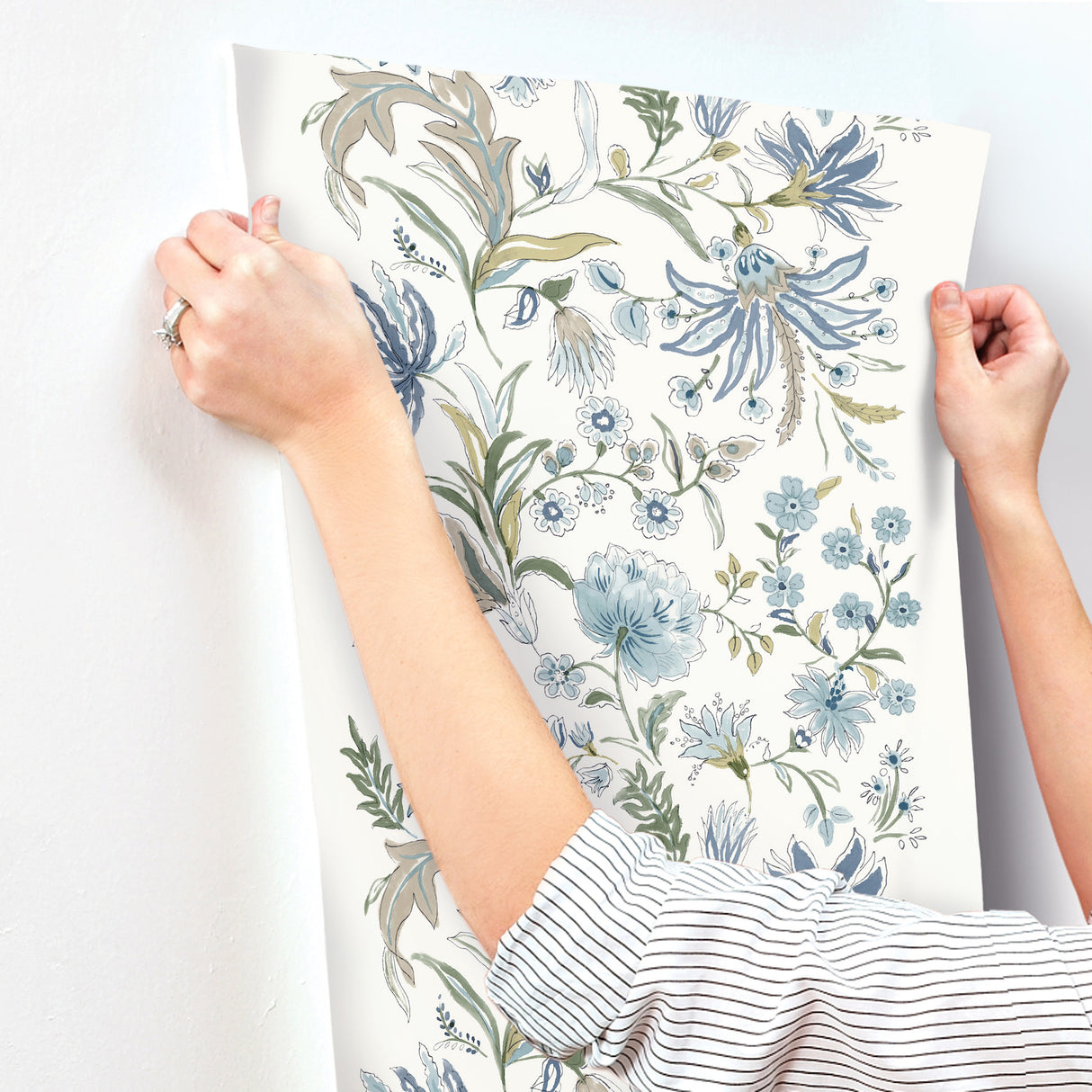 Teonna Blue by A-Street Prints Floral Stripe Wallpaper – A-Street Prints 4147-27398
