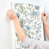 Teonna Blue by A-Street Prints Floral Stripe Wallpaper – A-Street Prints 4147-27398