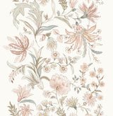 Teonna Light Pink Floral Stripe Wallpaper pattern and roll