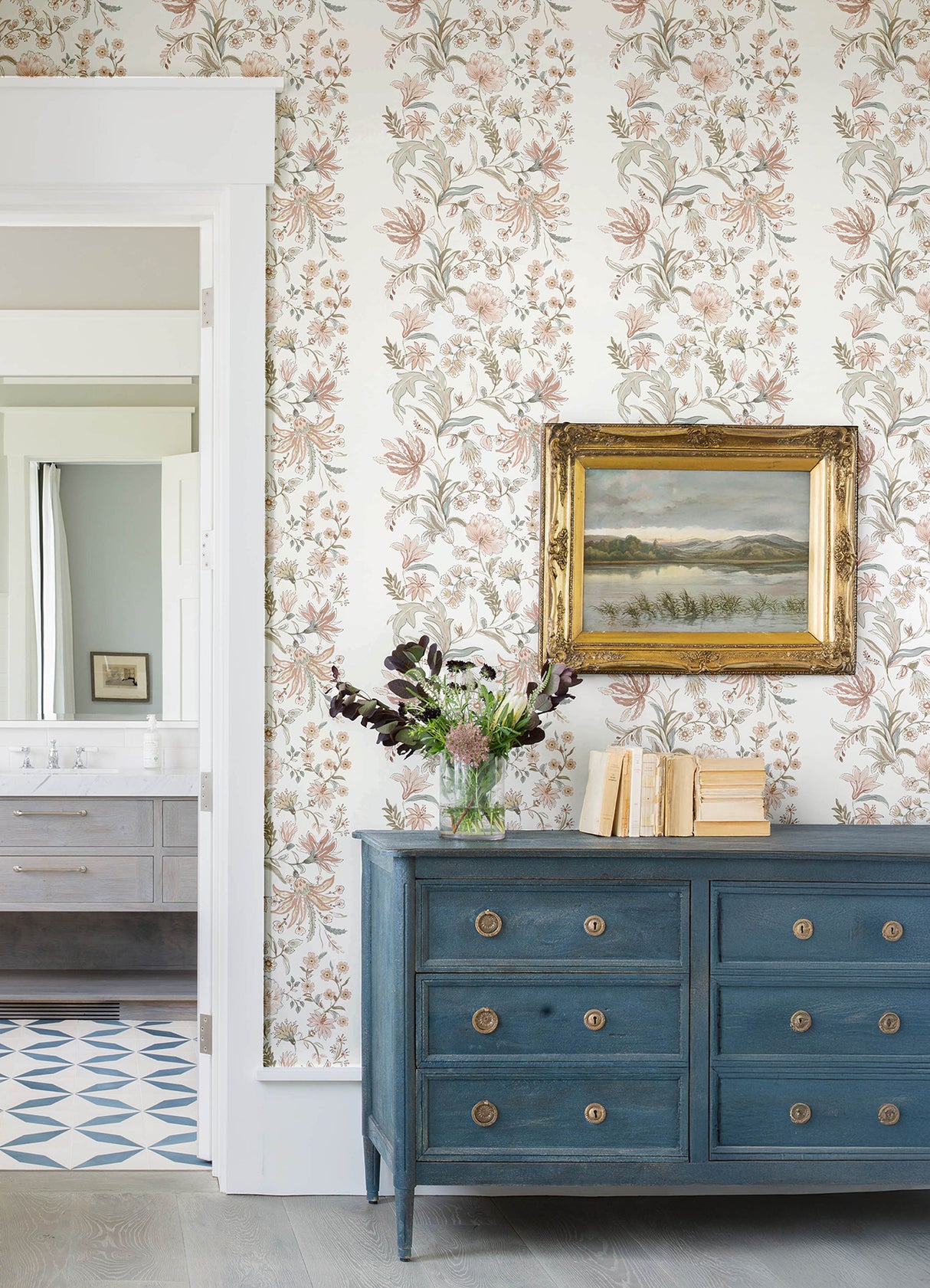 Teonna Light Pink by A-Street Prints Floral Stripe Wallpaper – A-Street Prints 4147-27399