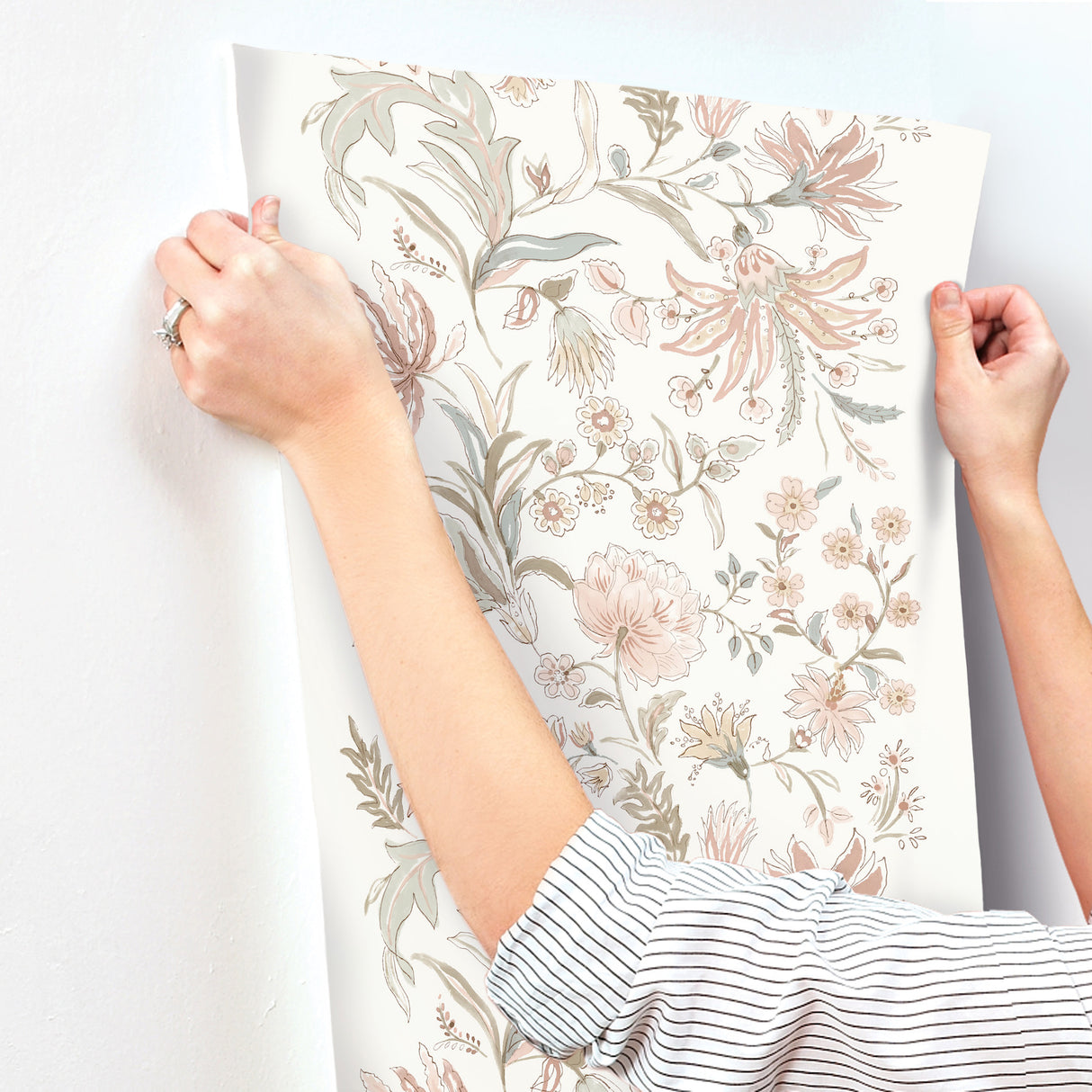 Teonna Light Pink by A-Street Prints Floral Stripe Wallpaper – A-Street Prints 4147-27399