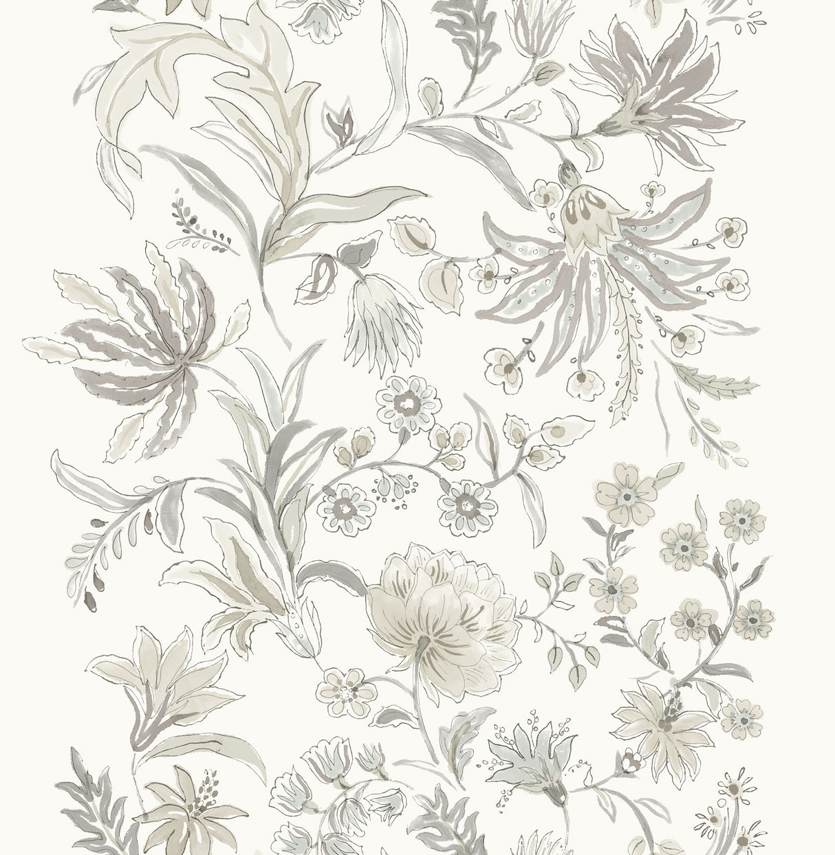 A-Street Prints Teonna Light Grey Floral Stripe Wallpaper roll and pattern