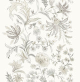 A-Street Prints Teonna Light Grey Floral Stripe Wallpaper roll and pattern