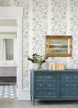 Teonna Light Grey by A-Street Prints Floral Stripe Wallpaper – A-Street Prints 4147-27400