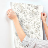 Teonna Light Grey by A-Street Prints Floral Stripe Wallpaper – A-Street Prints 4147-27400