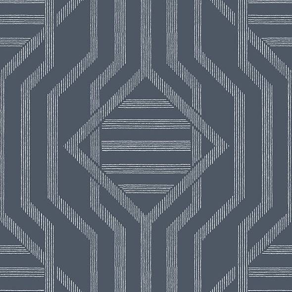 Essex Navy Geometric Wallpaper by A-Street Prints