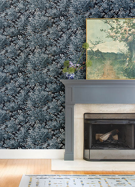 Greenwood Dark Blue by A-Street Prints Deciduous Wallpaper – A-Street Prints 4147-80003