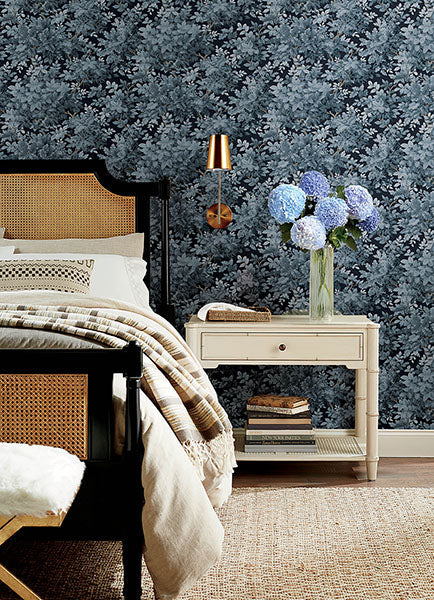 Greenwood Dark Blue by A-Street Prints Deciduous Wallpaper – A-Street Prints 4147-80003