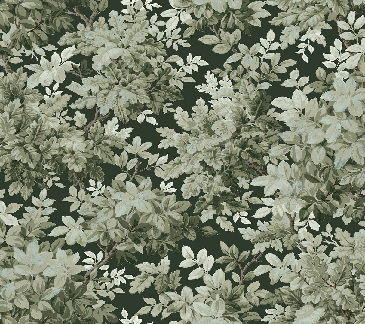 A-Street Prints Greenwood Dark Green Deciduous Wallpaper pattern, SKU 4147-80004