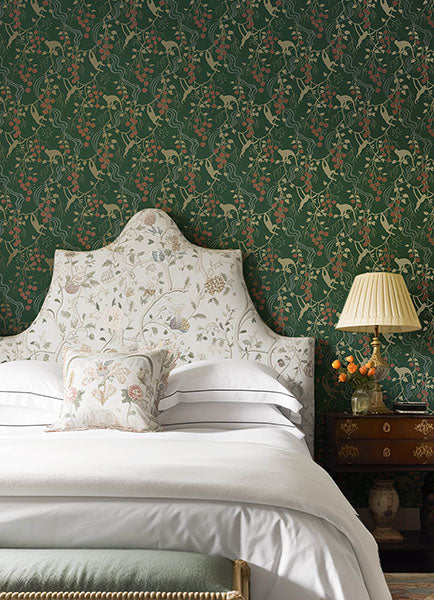 Linden Dark Green by A-Street Prints Jungle Canopy Wallpaper- A-Street Prints 4147-80008