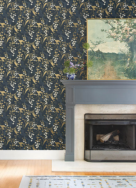 Linden Navy by A-Street Prints Jungle Canopy Wallpaper – A-Street Prints 4147-80010