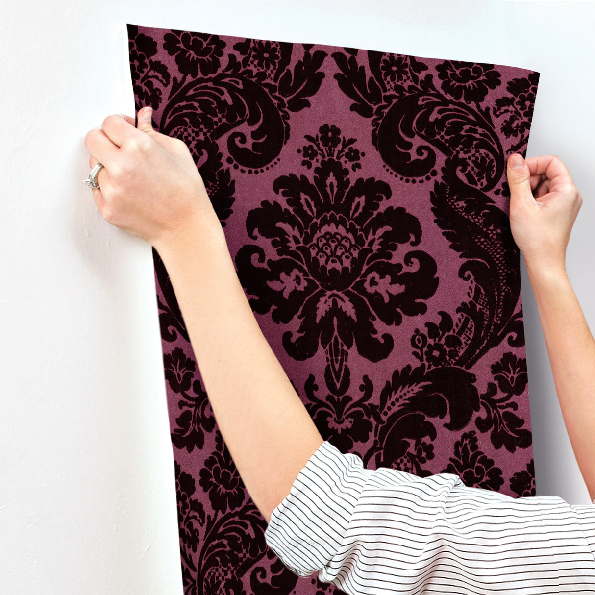Shadow Merlot by A-Street Prints Flocked Damask Wallpaper – A-Street Prints 4147-87315