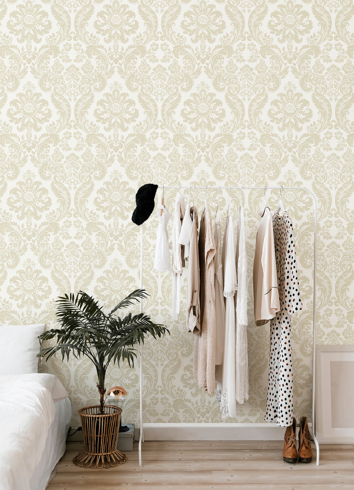 Shadow Cream by A-Street Prints Flocked Damask Wallpaper- A-Street Prints 4147-87390