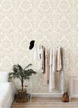 Shadow Cream by A-Street Prints Flocked Damask Wallpaper- A-Street Prints 4147-87390