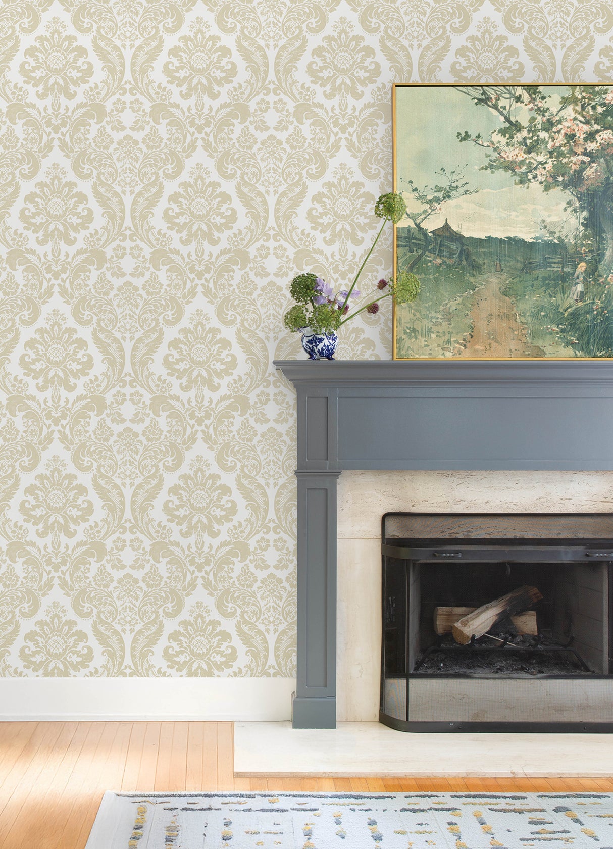 Shadow Cream by A-Street Prints Flocked Damask Wallpaper- A-Street Prints 4147-87390