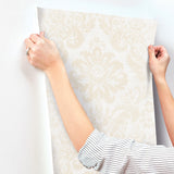 Shadow Cream by A-Street Prints Flocked Damask Wallpaper- A-Street Prints 4147-87390