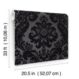 Shadow Black by A-Street Prints Flocked Damask Wallpaper – A-Street Prints 4147-87391