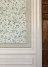 Carved Floral Taupe Trim Wall Border by Chesapeake Botanical Floral Vine Transitional Unpasted Non Woven Wallpaper Border - 4148-14503