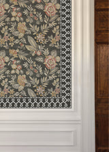 Scalloped Ribbon Black by Chesapeake Transitional Geometric Looping Ribbon Non Woven Unpasted Wallpaper Border 3.5in x 15ft - 4148-14504