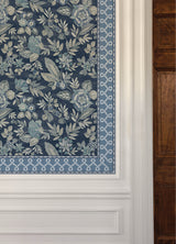 Scalloped Ribbon Blue Trim Wall Border by Chesapeake Non Woven Geometric Transitional Washable Wallpaper Border - 4148-14505