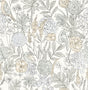 Goldfinch Neutral Birds and Blooms Wallpaper by Chesapeake featuring birds and floral botanicals in soft neutral tones
