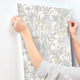 Goldfinch Neutral by Chesapeake Birds and Blooms Wallpaper – Brewster Home Fashions 4148-27411
