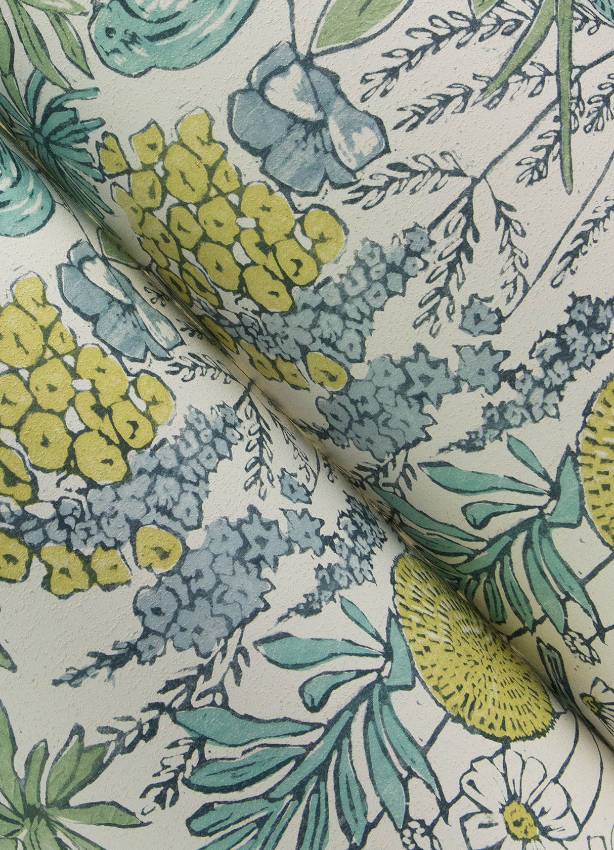Goldfinch Aqua by Chesapeake Birds and Blooms Wallpaper – Brewster Home Fashions 4148-27413