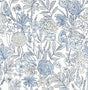 Goldfinch Blue Birds and Blooms Wallpaper by Chesapeake
