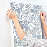 Goldfinch Blue by Chesapeake Birds and Blooms Wallpaper – Brewster Home Fashions 4148-27414