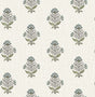 Hollyhock Aqua Floral Crest Wallpaper by Chesapeake
