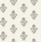 Chesapeake Hollyhock Honey Floral Crest Wallpaper roll, 20.5 in x 33 ft