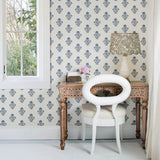 Hollyhock Blue by Chesapeake Floral Crest Wallpaper – Brewster Home Fashions 4148-27417