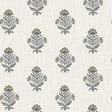 Hollyhock Black Floral Crest Wallpaper by Chesapeake on a linen-look ground