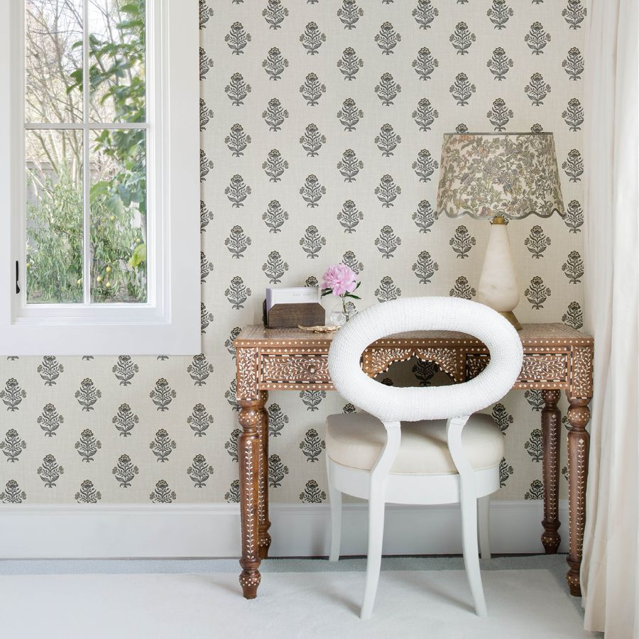 Hollyhock Black by Chesapeake Floral Crest Wallpaper- Brewster Home Fashions 4148-27418