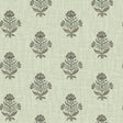 Hollyhock Green Floral Crest Wallpaper – 4148-27419