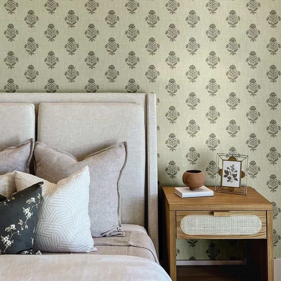 Hollyhock Green by Chesapeake Floral Crest Wallpaper- Brewster Home Fashions 4148-27419
