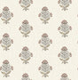 Chesapeake Hollyhock Rust Floral Crest Wallpaper pattern and room imagery