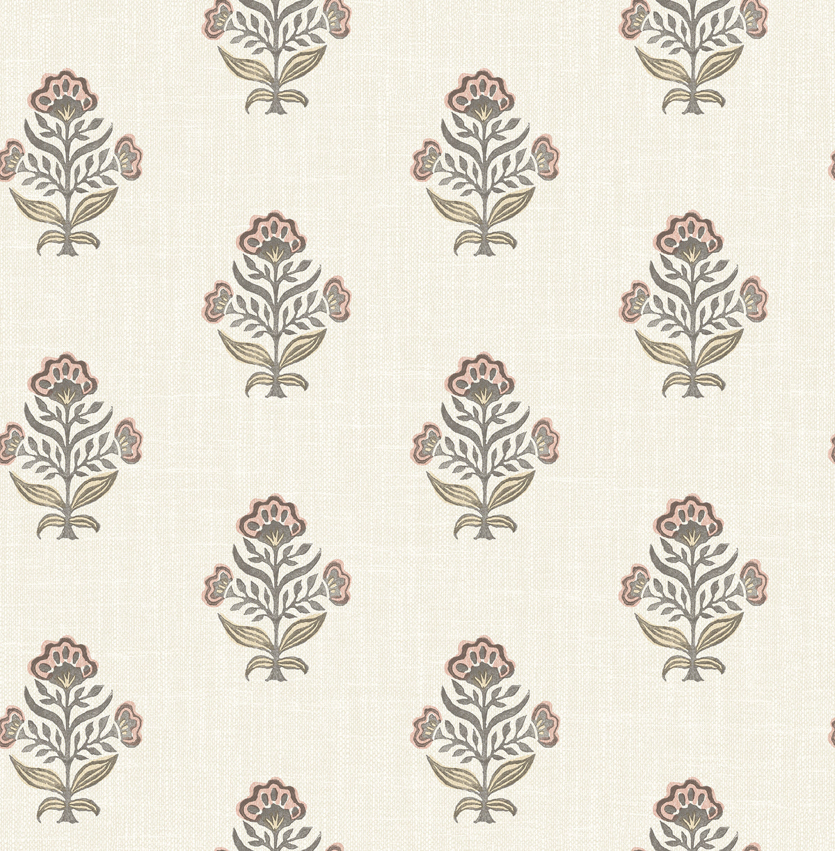 Hollyhock Rust and Beige by Chesapeake Non Woven Floral Crest Wallpaper - Brewster Home Fashions 4148-27420-Sample