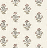 Hollyhock Rust and Beige by Chesapeake Non Woven Floral Crest Wallpaper - Brewster Home Fashions 4148-27420-Sample