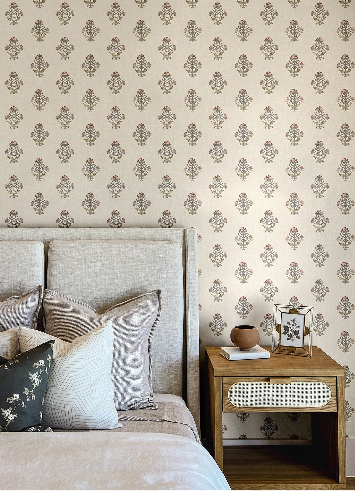 Hollyhock Rust and Beige by Chesapeake Non Woven Floral Crest Wallpaper - Brewster Home Fashions 4148-27420-Sample