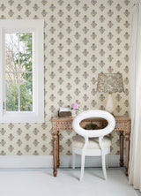 Hollyhock Rust and Beige by Chesapeake Non Woven Floral Crest Wallpaper - Brewster Home Fashions 4148-27420-Sample